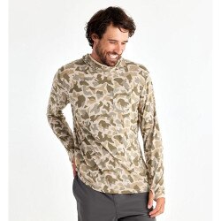Free Fly Bamboo Lightweight Hoody Barrier Island Camo Men's in Barrier Island Camo